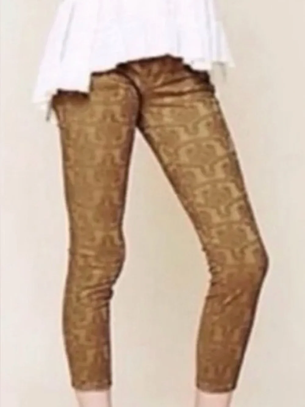 Free People Brown Patterned Skinny Pants